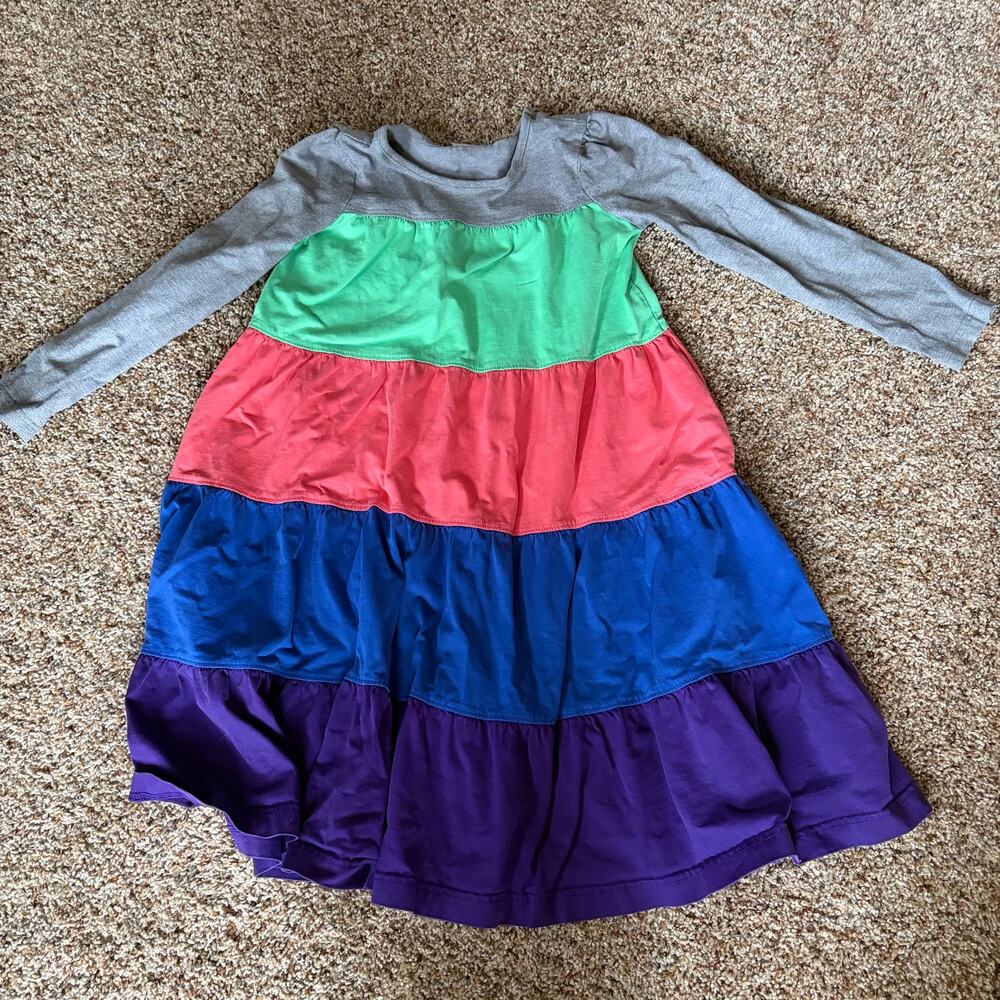 Hanna Andersson Girls Size 8 (130) Long Sleeve Color Block Twirl Dress